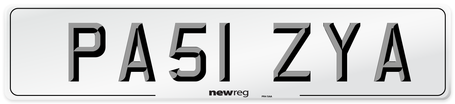 PA51 ZYA Number Plate from New Reg